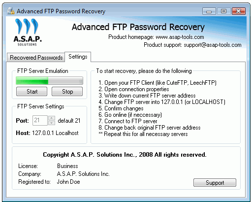Advanced FTP Password Recovery lets you recover passwords to FTP connections.