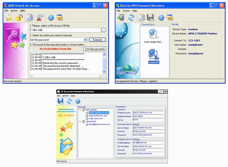 Password Recovery Bundle Outlook Express, MS Access, VPN, Dial-Up connections