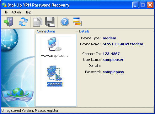 Screenshot for DialUp VPN Password Recovery 2.1.7.8