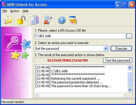 Password removal utility for Microsoft Access DB shows password for MDB file
