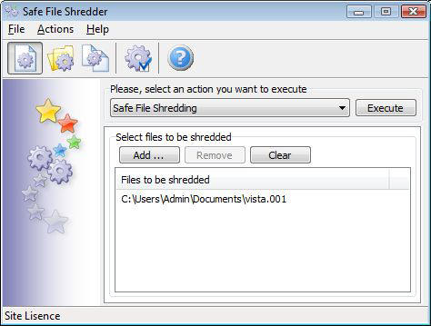 Safe File Shredder main window